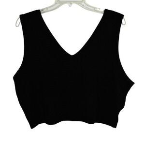 3/$20 💥Black Ribbed Knit Sleeveless Crop Top White Birch Casual Loungewear